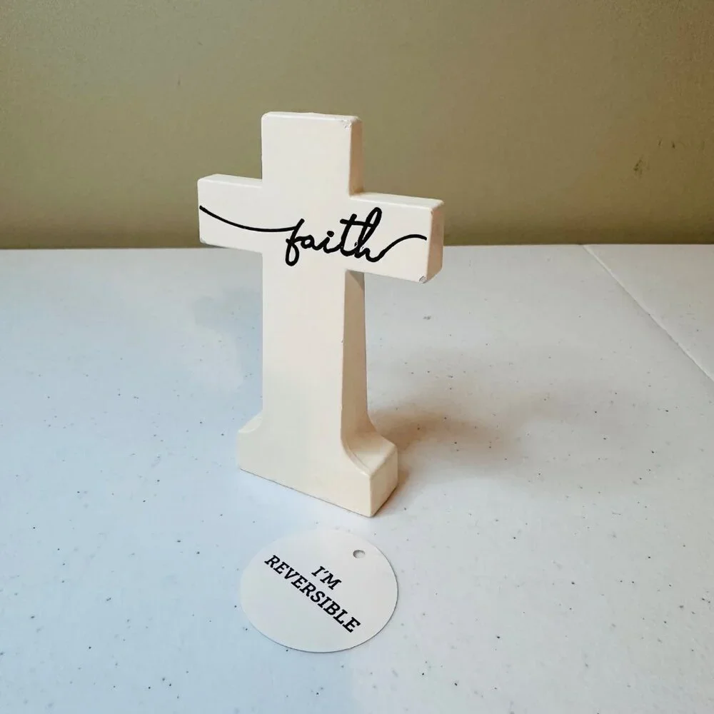 Cross decoration Reversible faith-Happy Easter spring tiered tray cross figurine